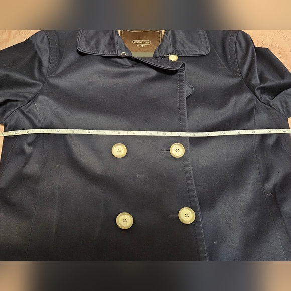 Coach Trench Coat Sz M Navy Blue - Picture 5 of 10